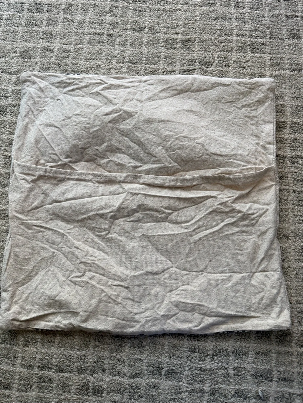 Burlap ticking stripe pillow cover, 17”x17” navy and off white